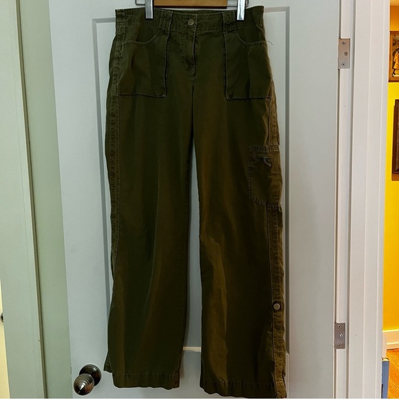 vintage 90s Y2K j. crew green label low-rise wide leg khaki workwear style pants - Picture 7 of 11